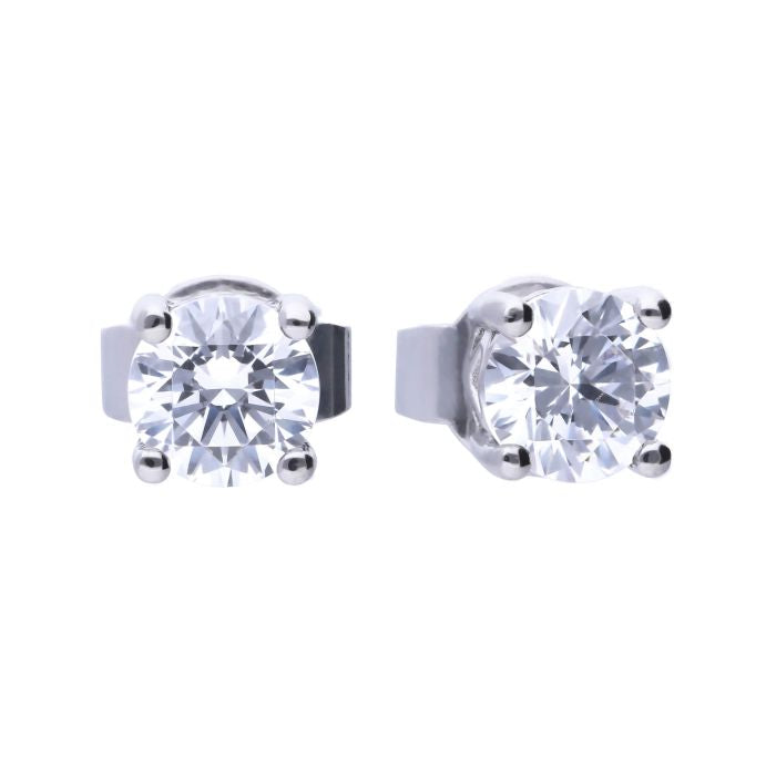 Diamonfire Silver Four Claw Stud Earrings