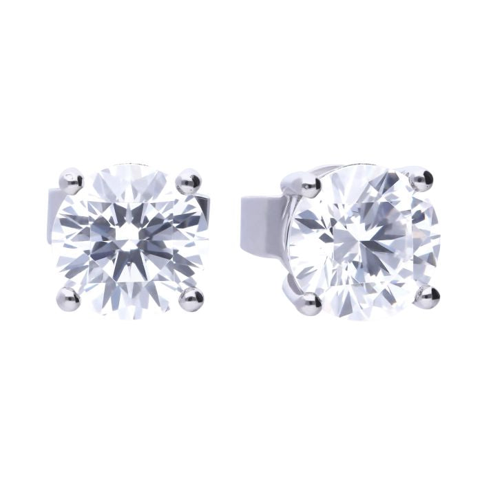 Diamonfire Silver Four Claw Stud Earrings