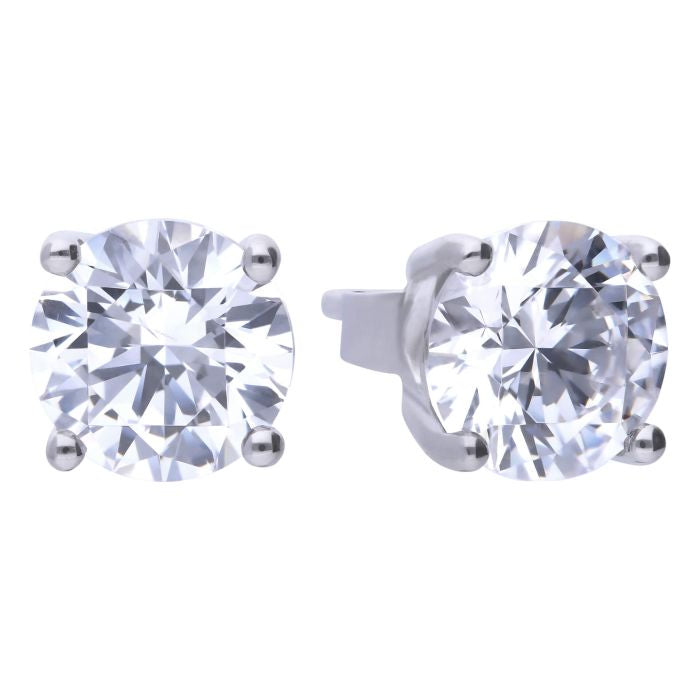 Diamonfire Silver Four Claw Stud Earrings