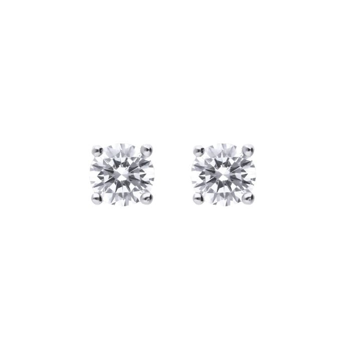 Diamonfire Silver Four Claw Stud Earrings