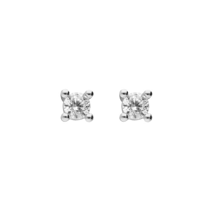 Diamonfire Silver Four Claw Stud Earrings