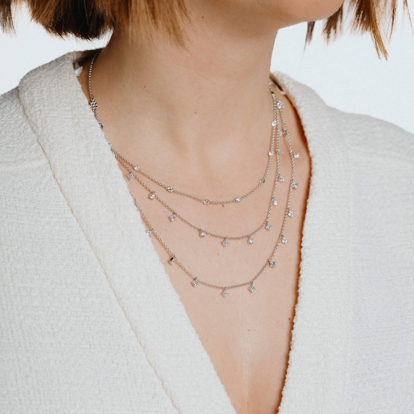 Diamonfire Triple Row Layered Necklace