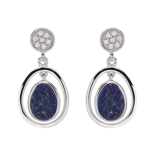 Unique&Co Lapis and Cubic Zirconia Silver Drop Earrings