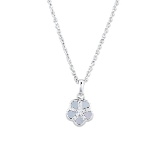 Unique&Co Mother of Pearl Silver Flower Necklace