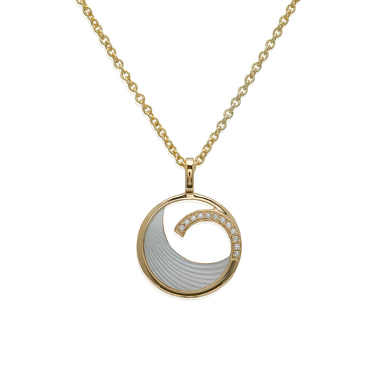 Unique&Co Mother of Pearl Wave Gold Plated Silver Necklace