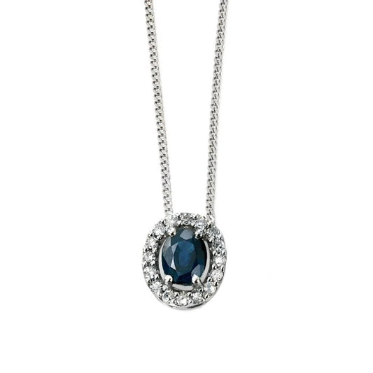 Sapphire and Diamond Cluster Pendant in 9ct Gold