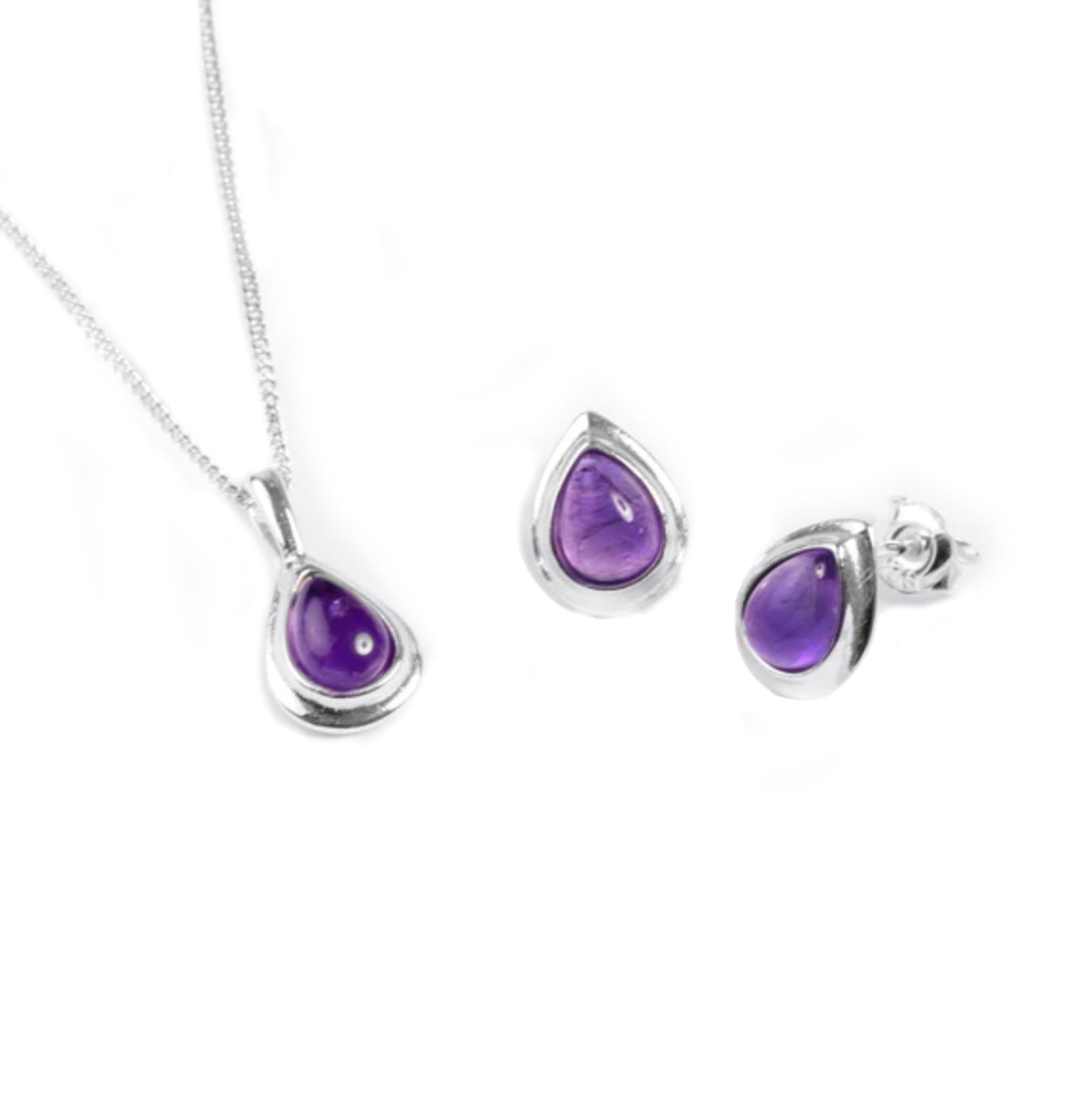 Henryka Silver and Amethyst Teardrop Matching Set