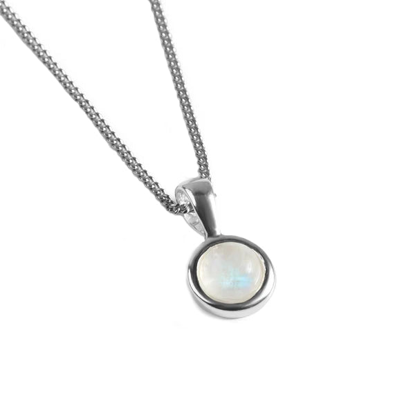 Henryka Moonstone Round Charm Necklace in Silver