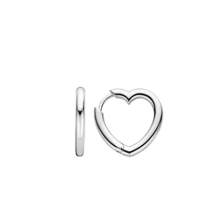 Ti Sento Heart Hoop Silver Earrings