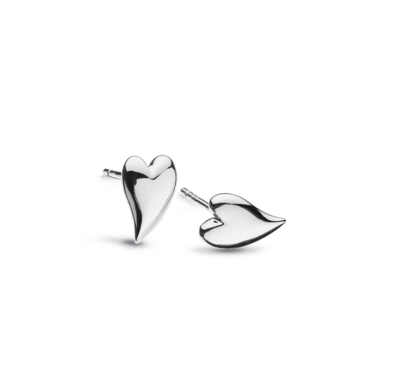 Kit Heath Desire Kiss Mini Heart Stud Earrings in Silver