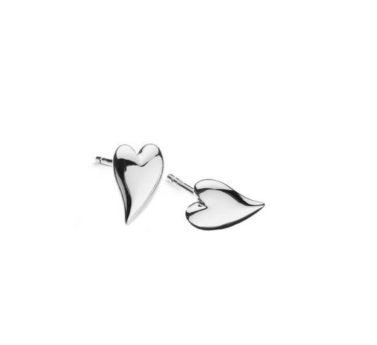 Kit Heath Desire Kiss Mini Heart Stud Earrings in Silver