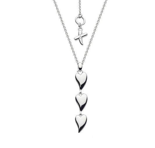 Kit Heath Desire Kiss Triple Heart Necklace in Silver