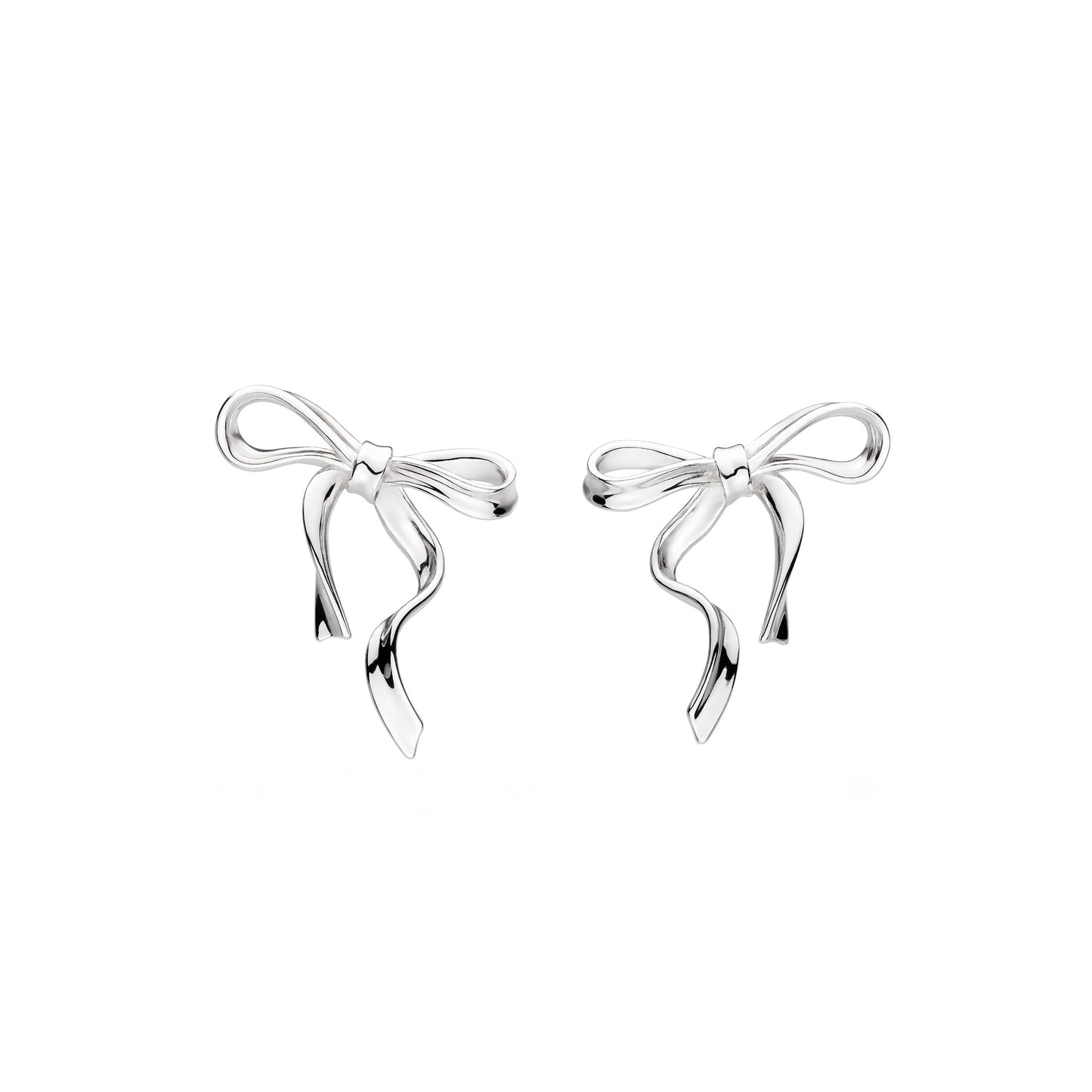 Kit Heath Serenity Ribbon Bow Stud Earrings in Silver