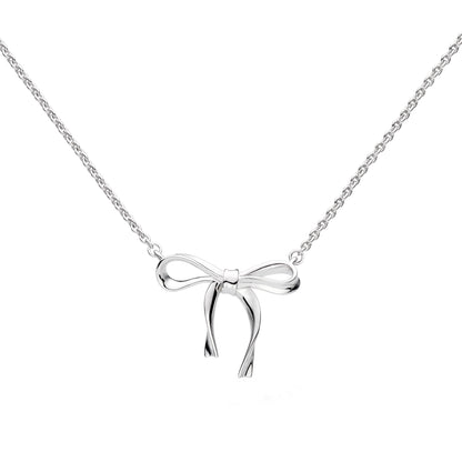 Kit Heath Serenity Ribbon Bow Necklace in Silver